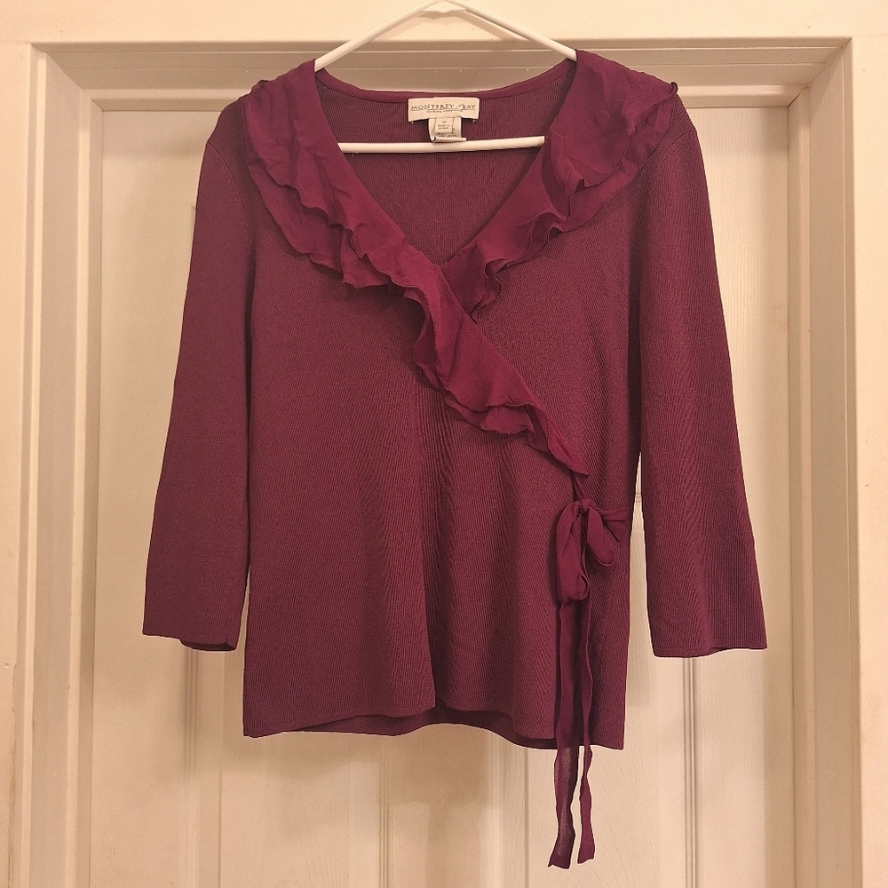 Monterey Bay Silk Ruffle Top Size Medium
